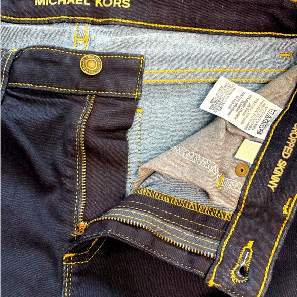 Michael Kors Izzy Mid Rise Cropped Skinny Dark Blue Stretch Denim Jean Size 10 - Picture 8 of 12